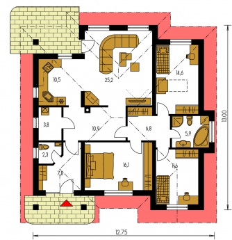 Grundriss des Erdgeschosses - BUNGALOW 53